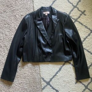 Philosophy Cropped Faux Leather Blazer